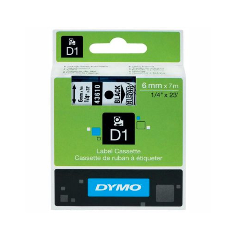 Dymo D1 43610 Yedek Şerit 6Mmx7M Şeffaf Siyah