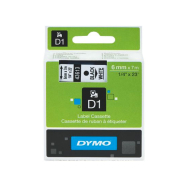Dymo D1 43613 Yedek Şerit 6Mmx7M Beyaz-Siyah - DYMO