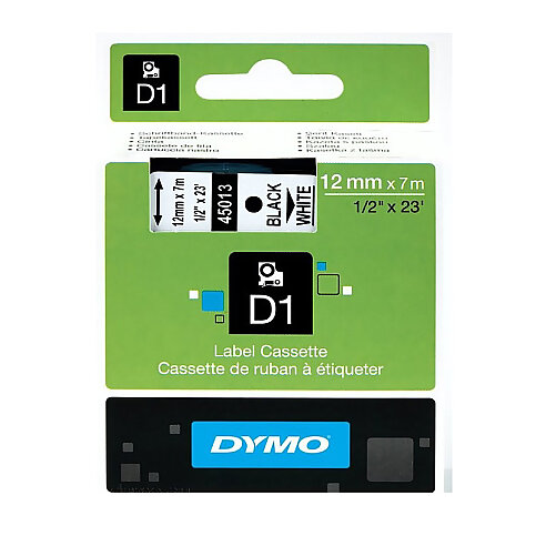DYMO D1 45013 YEDEK ŞERİT 12mmx7m BEYAZ-SİYAH (S0720530) - 1