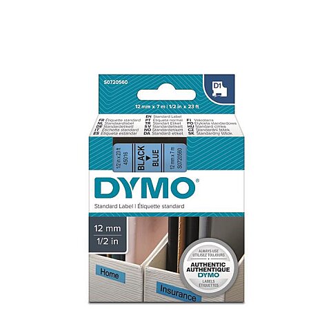 DYMO D1 45016 YEDEK ŞERİT 12mmx7m MAVİ-SİYAH (S0720560) - 1