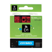 Dymo D1 Yedek Şerit 12mmx7m Kırmızı-Siyah (S0720570) - 1