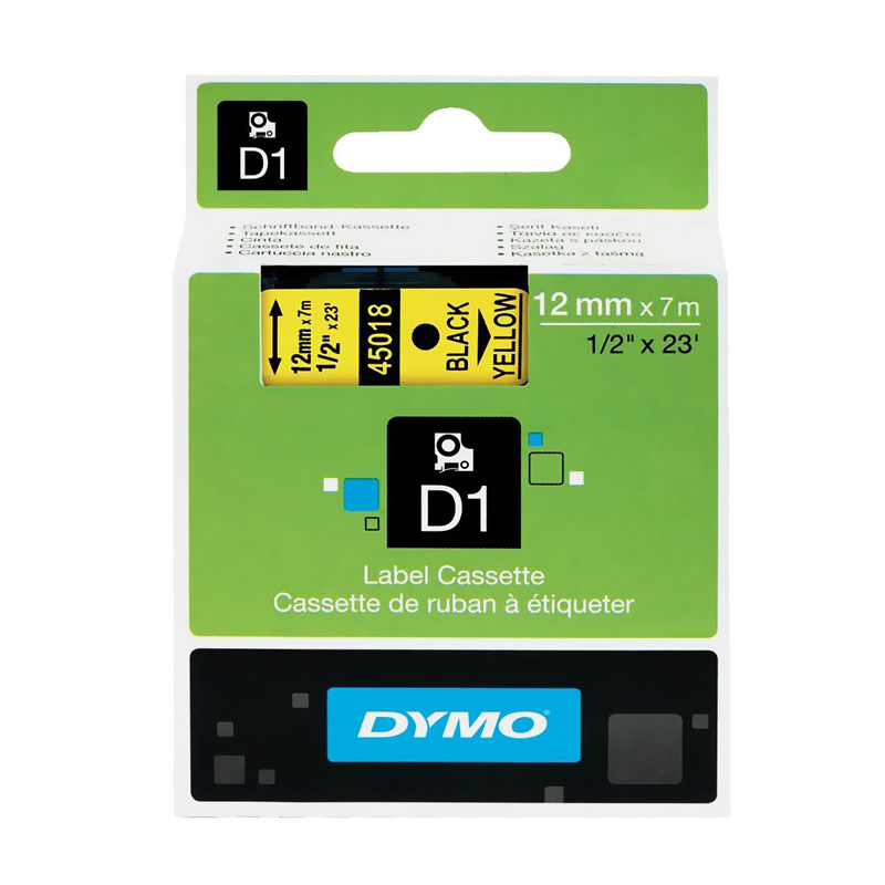 Dymo D1 45018 Yedek Şerit 12Mmx7M Sarı-Siyah