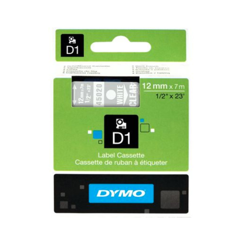 Dymo D1 45020 Yedek Şerit 12mmx7m Şeffaf Beyaz (S0720600) - 1