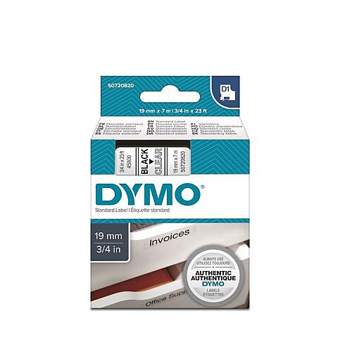 DYMO D1 45800 YEDEK ŞERİT 19mmx7m ŞEFFAF SİYAH (S0720820) - 1