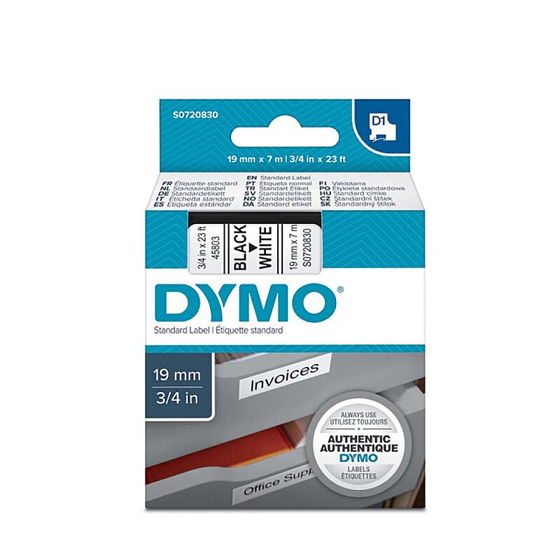 DYMO D1 45803 YEDEK ŞERİT 19mmx7m BEYAZ-SİYAH (S0720830)