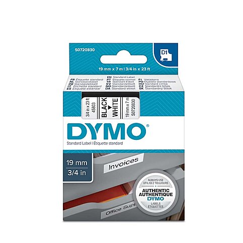 DYMO D1 45803 YEDEK ŞERİT 19mmx7m BEYAZ-SİYAH (S0720830) - 1