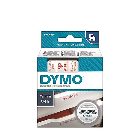 DYMO D1 45805 YEDEK ŞERİT 19mmx7m KIRMIZI-BEYAZ (S0720850) - 1