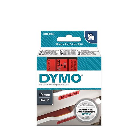 DYMO D1 45807 YEDEK ŞERİT 19mmx7m KIRMIZI-SİYAH (S0720870) - 1