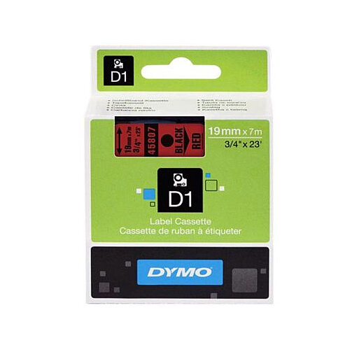 DYMO D1 45807 YEDEK ŞERİT 19mmx7m KIRMIZI-SİYAH (S0720870) - 1