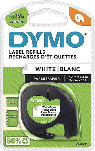 DYMO 59421 LETRATAG KAĞIT ŞERİT 12mmx4m BEYAZ (S0721510) - 1