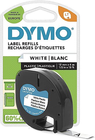 DYMO 59422 LETRATAG PLASTİK ŞERİT 12mmx4m BEYAZ (S0721660) - 1