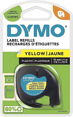 DYMO 59423 LETRATAG PLASTİK ŞERİT 12mmx4m SARI (S0721620) - 1