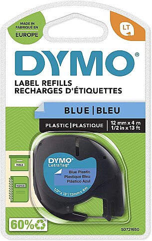 DYMO 59426 LETRATAG PLASTİK ŞERİT 12mmx4m MAVİ (S0721650) - 1