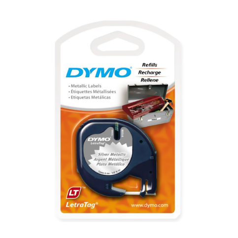 Dymo 91208 Letratag Metalik Şerit 12mmx4m Gri (S0721730) - 1