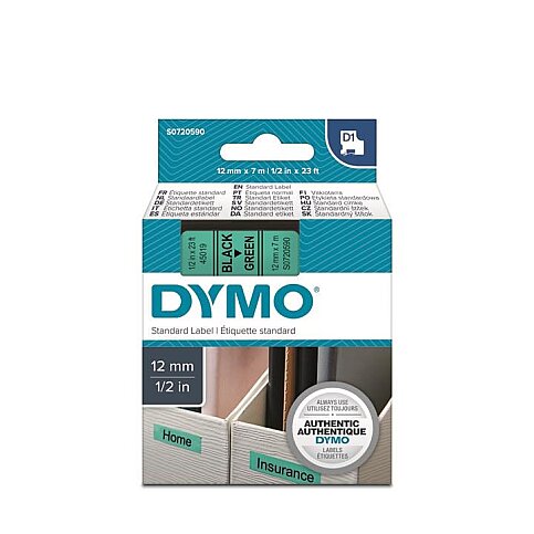DYMO D1 45019 YEDEK ŞERİT 12mmx7m YEŞİL-SİYAH (S0720590) - 1