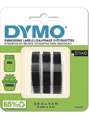 DYMO KABARTMA ŞERİT 9mmx3m SİYAH 3LÜ BLİSTER (S0847730) - 2