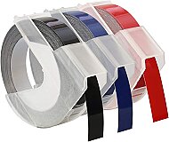 DYMO KABARTMA ŞERİT 9mmx3m SİYAH-KIRMIZI-MAVİ 3LÜ BLİSTER (S0847750) - DYMO