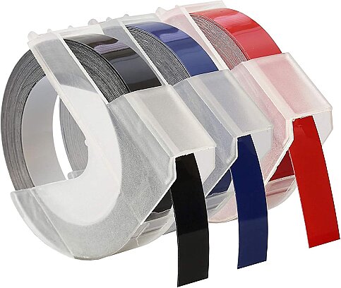 DYMO KABARTMA ŞERİT 9mmx3m SİYAH-KIRMIZI-MAVİ 3LÜ BLİSTER (S0847750) - 1