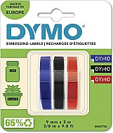 DYMO KABARTMA ŞERİT 9mmx3m SİYAH-KIRMIZI-MAVİ 3LÜ BLİSTER (S0847750) - DYMO (1)