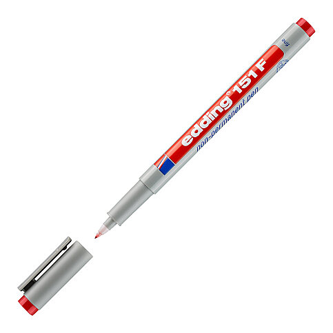 EDDİNG 151F SİLİNEBİLİR ASETAT-CD KALEMİ (NON PERMANENT) 0.6mm KIRMIZI - 1