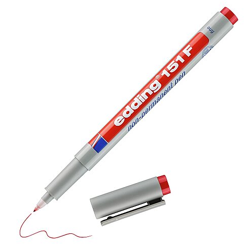 EDDİNG 151F SİLİNEBİLİR ASETAT-CD KALEMİ (NON PERMANENT) 0.6mm KIRMIZI - 1