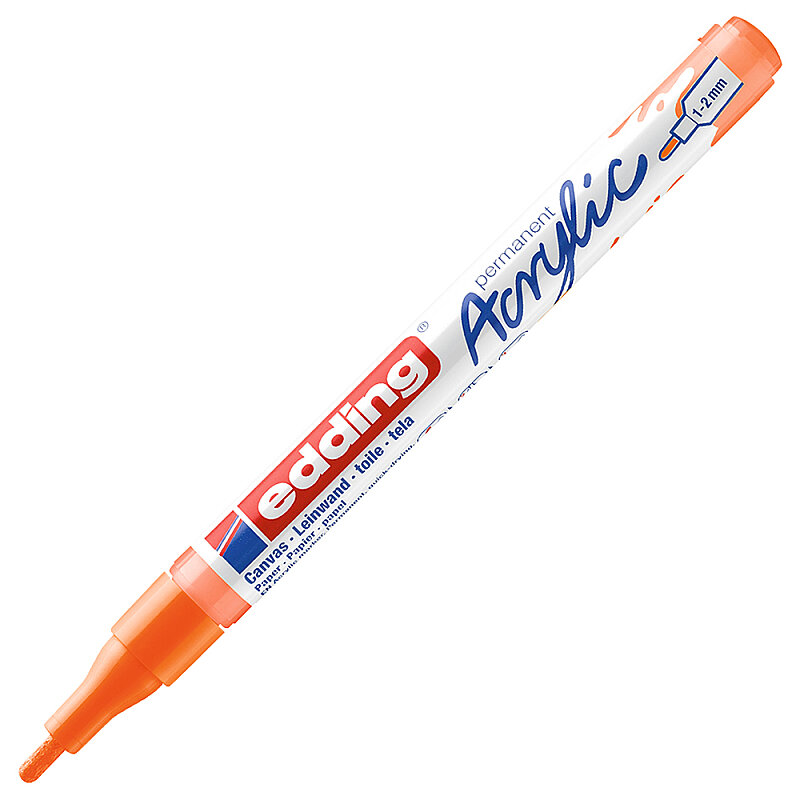 EDDİNG ED5300066 AKRİLİK MARKÖR İNCE UÇLU 1.0-2.0mm FOSFORLU TURUNCU