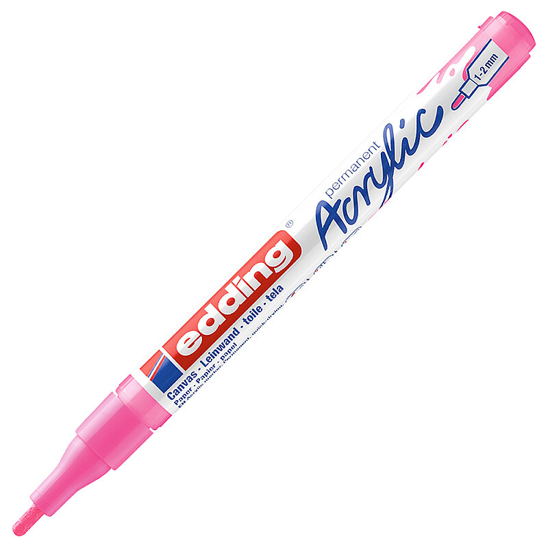 EDDİNG ED5300069 AKRİLİK MARKÖR İNCE UÇLU 1.0-2.0mm FOSFORLU PEMBE