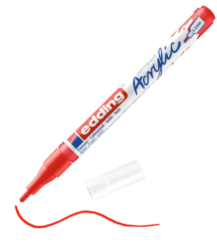 Edding Ed5300902 Akrilik Markör İnce Uçlu 1.0-2.0mm Trafik Kırmızısı - 1