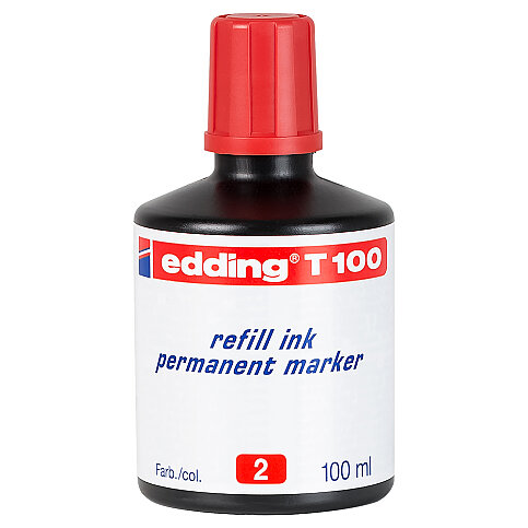 EDDİNG T100 PERMANENT MARKÖR MÜREKKEBİ KIRMIZI 100ml - 1