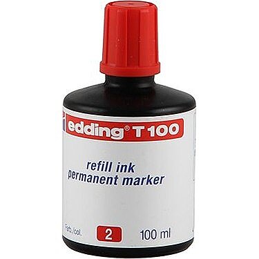 Edding T100 Permanent Markör Mürekkebi Kırmızı 100ml - 4