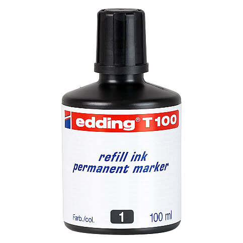 EDDİNG T100 PERMANENT MARKÖR MÜREKKEBİ SİYAH 100ml - 1