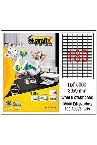 EKSTRAFİX FİX-5060 LASER ETİKET 30x9mm 180x100 18000 ADET - 1
