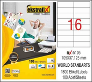 Ekstrafix 5105 Laser Etiket 105X37.125Mm16X100 1600 Adet - EKSTRAFİX