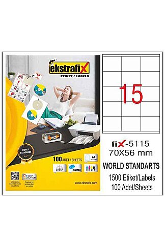 EKSTRAFİX FİX-5115 LASER ETİKET 70x56mm 15x100 1500 ADET - 1