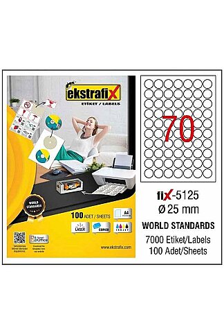 EKSTRAFİX FİX-5125 LASER ETİKET 25mm 50x100 5000 ADET - 1