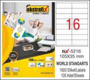 Ekstrafix 5216 Laser Etiket 105X35Mm 16X100 1600 Adet - EKSTRAFİX