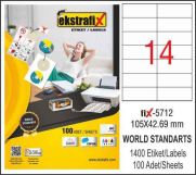 Ekstrafix 5712 Laser Etiket 105X42.69Mm 14X100 1400 Adet - EKSTRAFİX