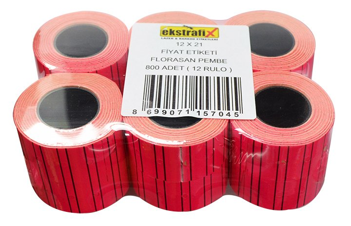 EKSTRAFİX FİX-5704 FİYAT ETİKETİ 12x21mm FLORASAN PEMBE 12Lİ