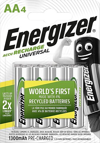 ENERGİZER ÜNİVERSAL ŞARJLI AA KALEM PİL 1300mAh 4LÜ (BP4) - 1