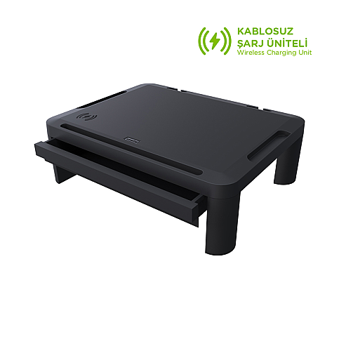 ESCRİTO ESEM540 LOME PREMİUM ÇEKMECELİ MONİTÖR YÜKSELTİCİ YÜKSEKLİK AYARLANABİLİR VE WİFİ ŞARJ ÜNİTELİ - 1
