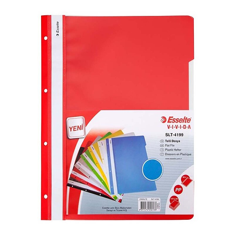 ESSELTE 4199 VİVİDA TELLİ DOSYA KIRMIZI 50Lİ POŞET