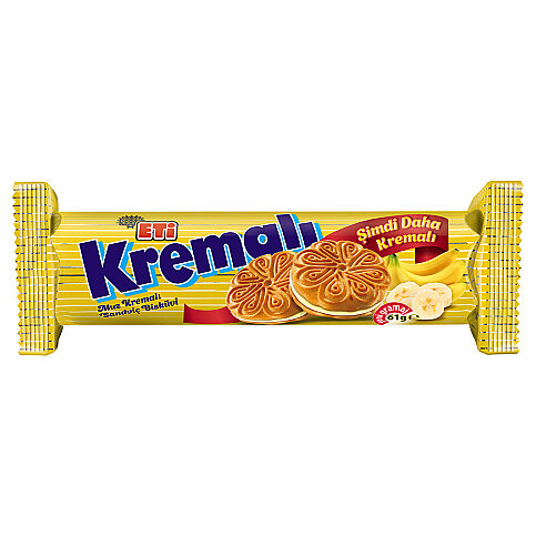 ETİ MUZ KREMALI SANDVİÇ BİSKÜVİ 61gr - 1