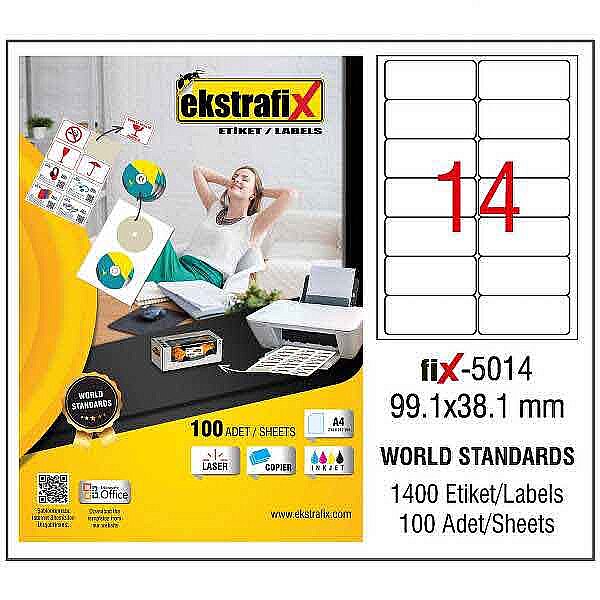 EKSTRAFİX FİX-5014 LASER ETİKET 99x38mm 14x100 1400 ADET