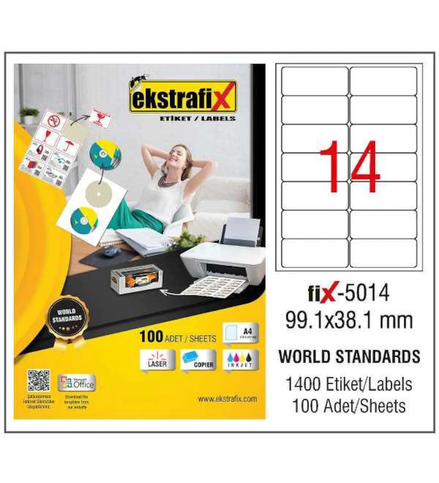 Ekstrafix 5014 Laser Etiket 99X38Mm 14X100 1400 Adet - 1
