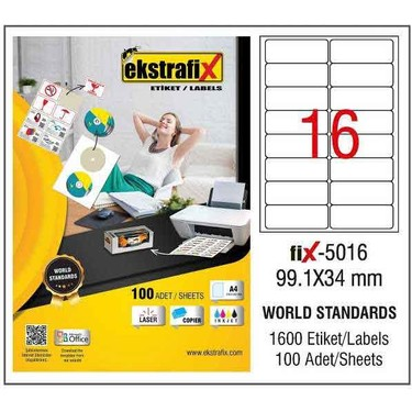 Ekstrafix 5016 Laser Etiket 99X34Mm 16X100 1600 Adet