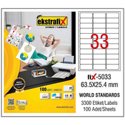 Ekstrafix 5033 Laser Etiket 63.5X254Mm 33X100 3300 Adet - EKSTRAFİX