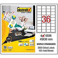 EKSTRAFİX FİX-5036 LASER ETİKET 45x30mm 36x100 3600 ADET - EKSTRAFİX