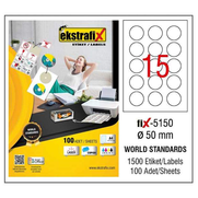 Ekstrafix 5150 Yuvarlak Laser Etiket 46.4X21.2Mm 52X100 5200 Adet - EKSTRAFİX