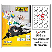 EKSTRAFİX FİX-5150 YUVARLAK LASER ETİKET 46.4x21.2mm 52x100 5200 ADET