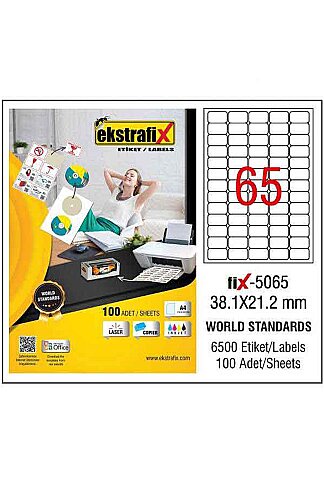 EKSTRAFİX FİX-5065 LASER ETİKET 38x21mm 65x100 6500 ADET - 1